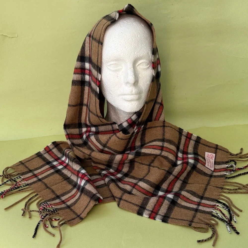 The Whitney Blanket Hall Vintage Multicolored Plaid Wool Scarf